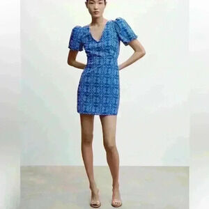 NWT MANGO Women's Embroidered Open Back Dress